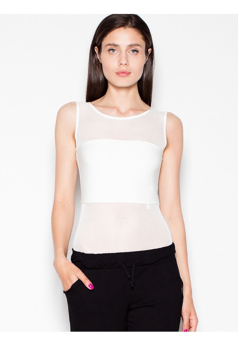 Oferte la Body  bej - transparent - fara bretele - decolteu semicircular - poliester.