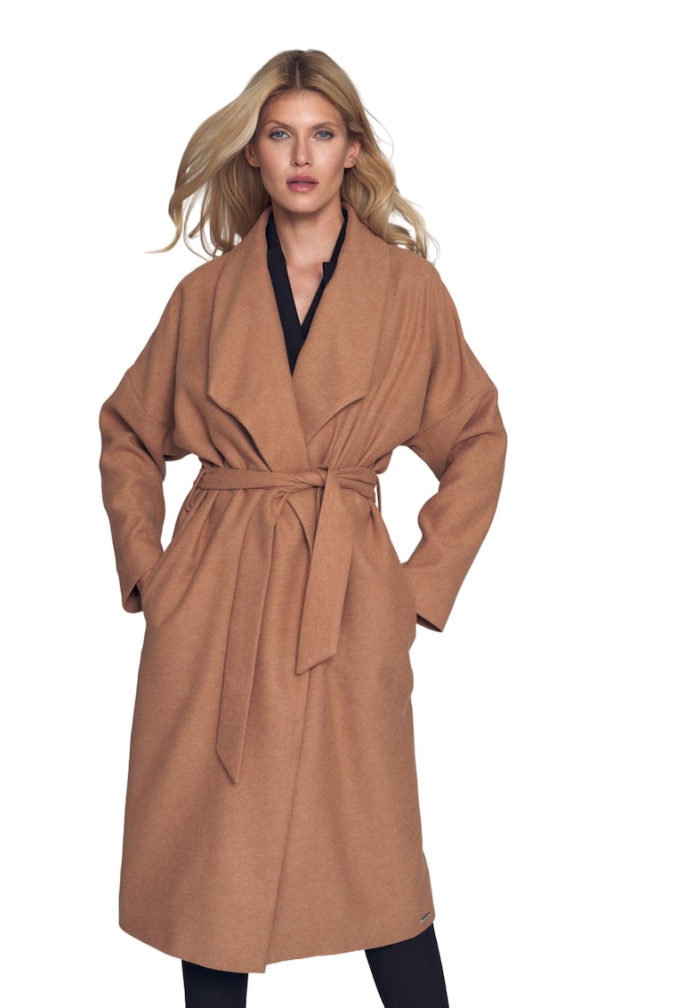 Palton dama M713 - Poliester/Viscoza - Bej -