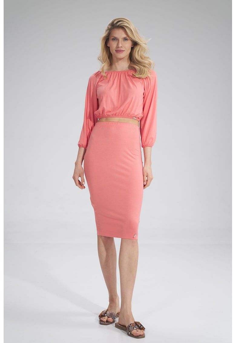 Fusta midi viscoza - roz -