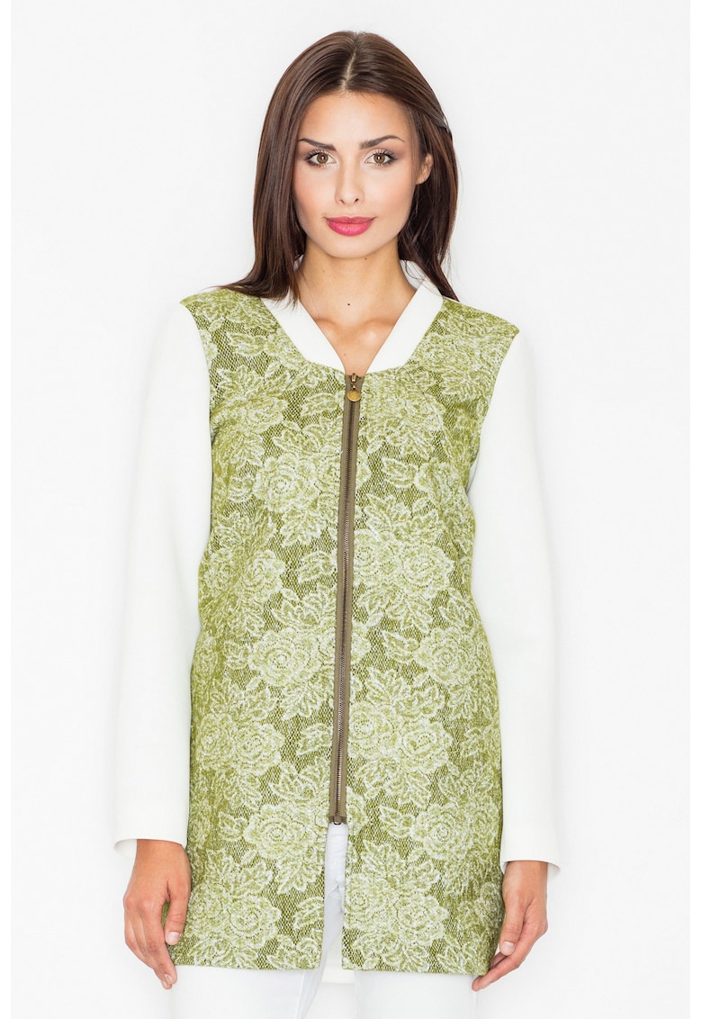 Oferte la Geaca de dama din lana Yes M513 verde - Alb/Verde