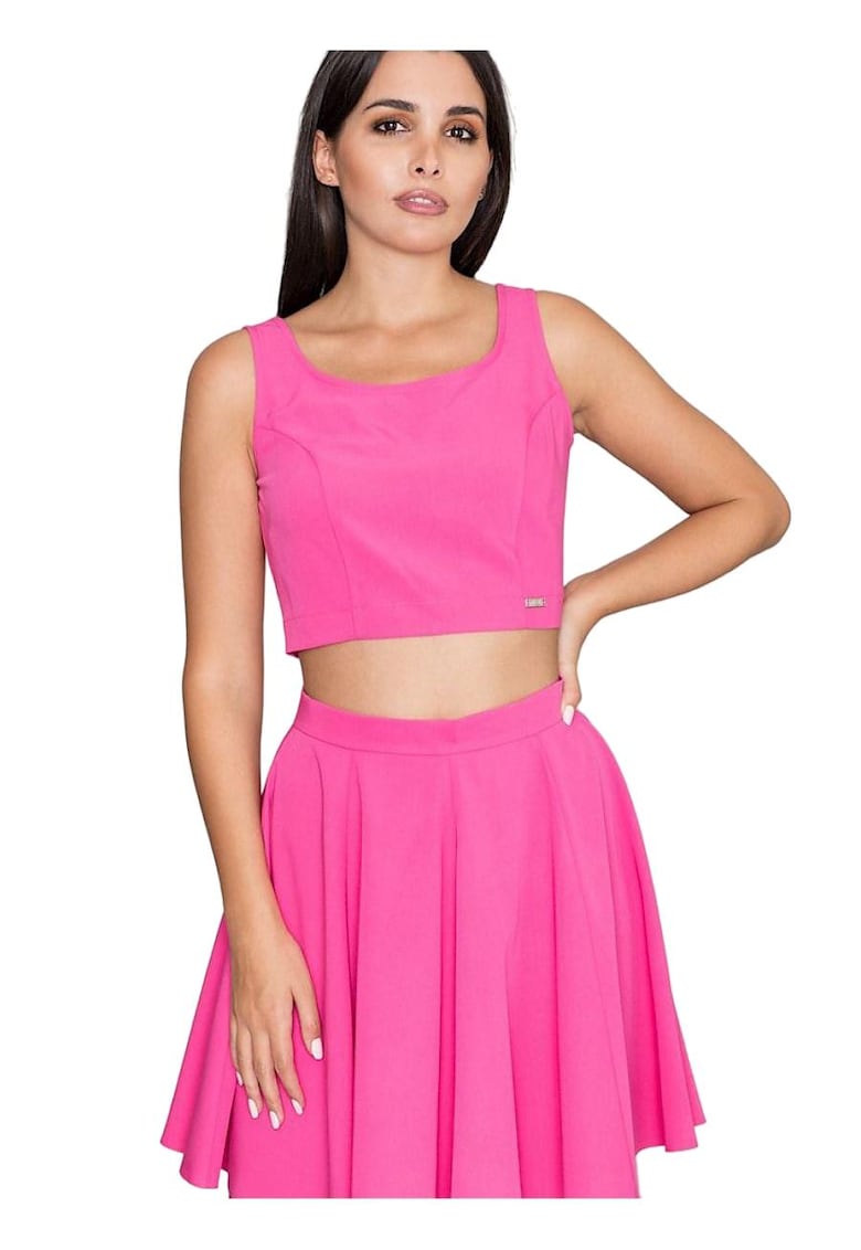 Set top + fusta scurt - evazat - elegant - violet - poliester-viscoza