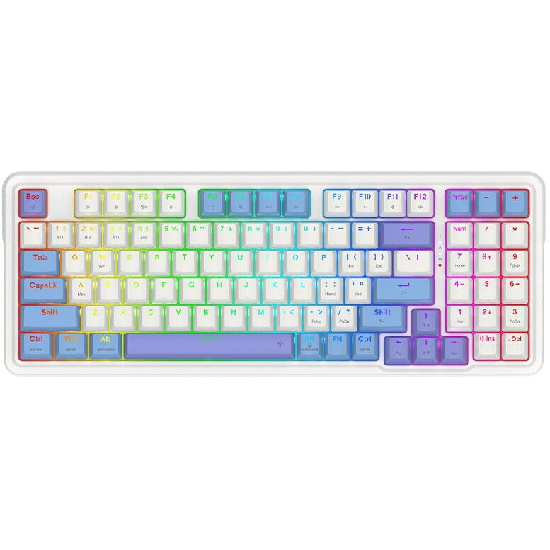 Oferte la Tastatura Gaming Mecanica Gloria Pro Bluetooth Cu Fir Si Wireless Iluminare RGB Alb