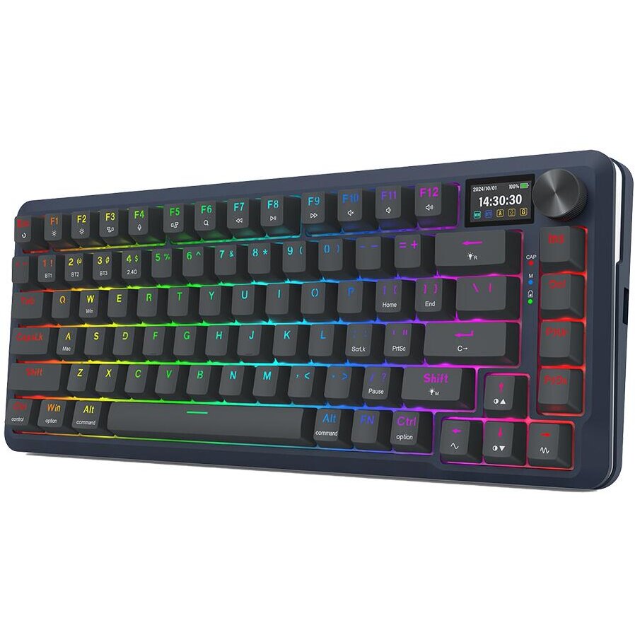 Oferte la Tastatura Gaming Flekact Pro K708-RGB-PRO LCD cu Fir si Wireless Iluminare RGB Negru