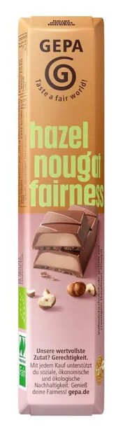 Oferte la Baton de ciocolata bio si fairtrade Praline Noisette, 37.5g Gepa