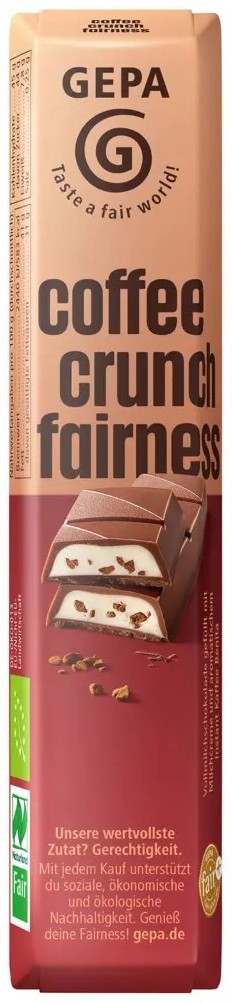 Oferte la Ciocolata bio si fairtrade coffee crunch fairness, 37,5 g Gepa