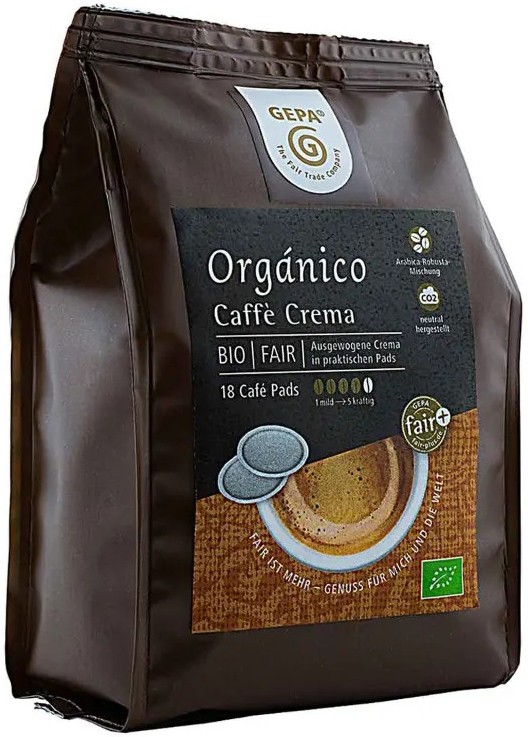 Oferte la Cafea bio Organico Caffe crema, 18 paduri a 7g, 126g Gepa