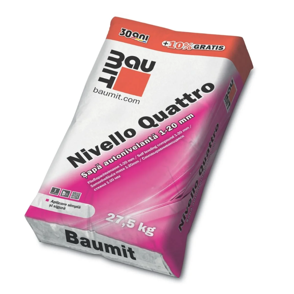 Oferte la Sapa autonivelanta Baumit Nivello Quattro, interior, 25 kg + 2.5 kg Overfill
