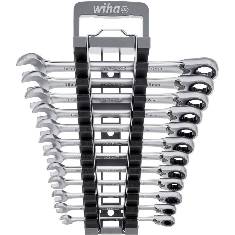 ring ratchet wrench set, 12 pieces, reversible, wrench (SW 8 - 19mm)