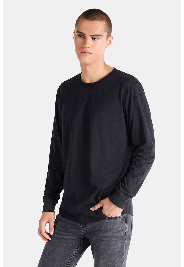 Bluza cu decolteu la baza gatului - Negru