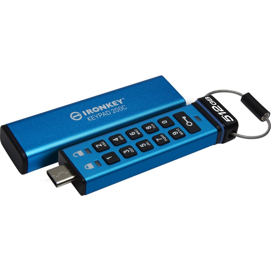 Memorie USB IronKey Keypad 200 512GB USB-C Blue