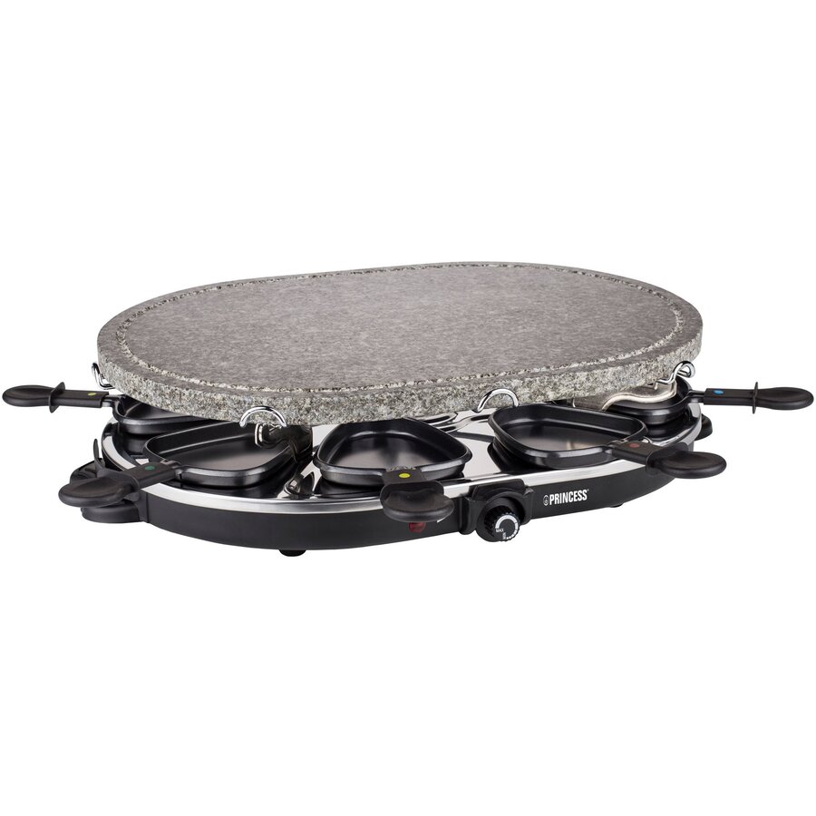 Oferte la Plita Electrica Raclette Ovala pentru 8 Persoane Termostat 1200W Negru/Gri