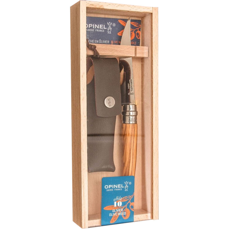 Oferte la Cutit de Buzunar Pliabil N°10 Effilé cu Teaca Lama Inox 10CM Argintiu/Maro