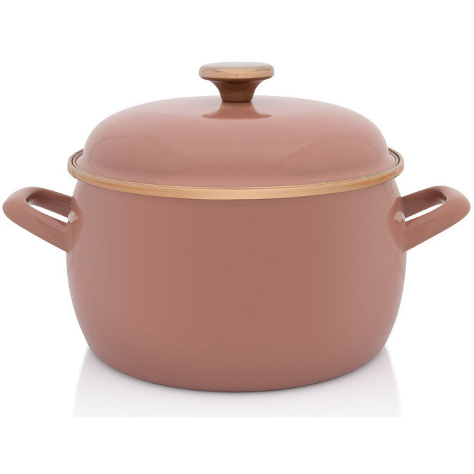 Oferte la Oala cu Capac Mocha Mousse Email 5.4L Diametru 22CM Maro