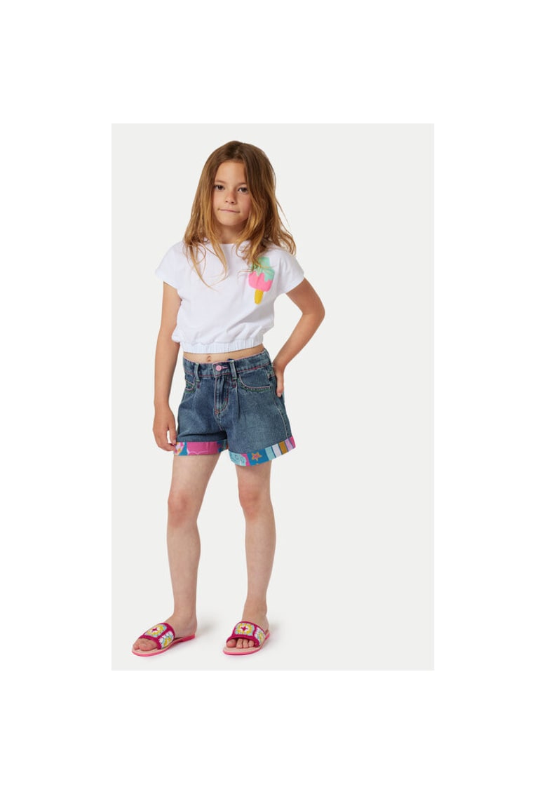 Pantaloni scurti fete - 303639594 - Bumbac - Albastru - Albastru