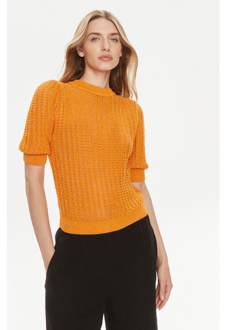 Pulover dama - 303918439 - Bumbac/Acril/Fibre metalice - Portocaliu - Portocaliu