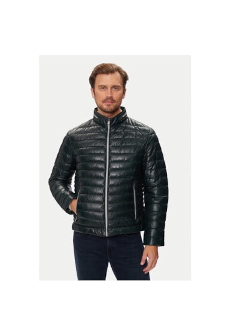 Geaca barbati - 303959579 - Piele naturala - Verde - Verde