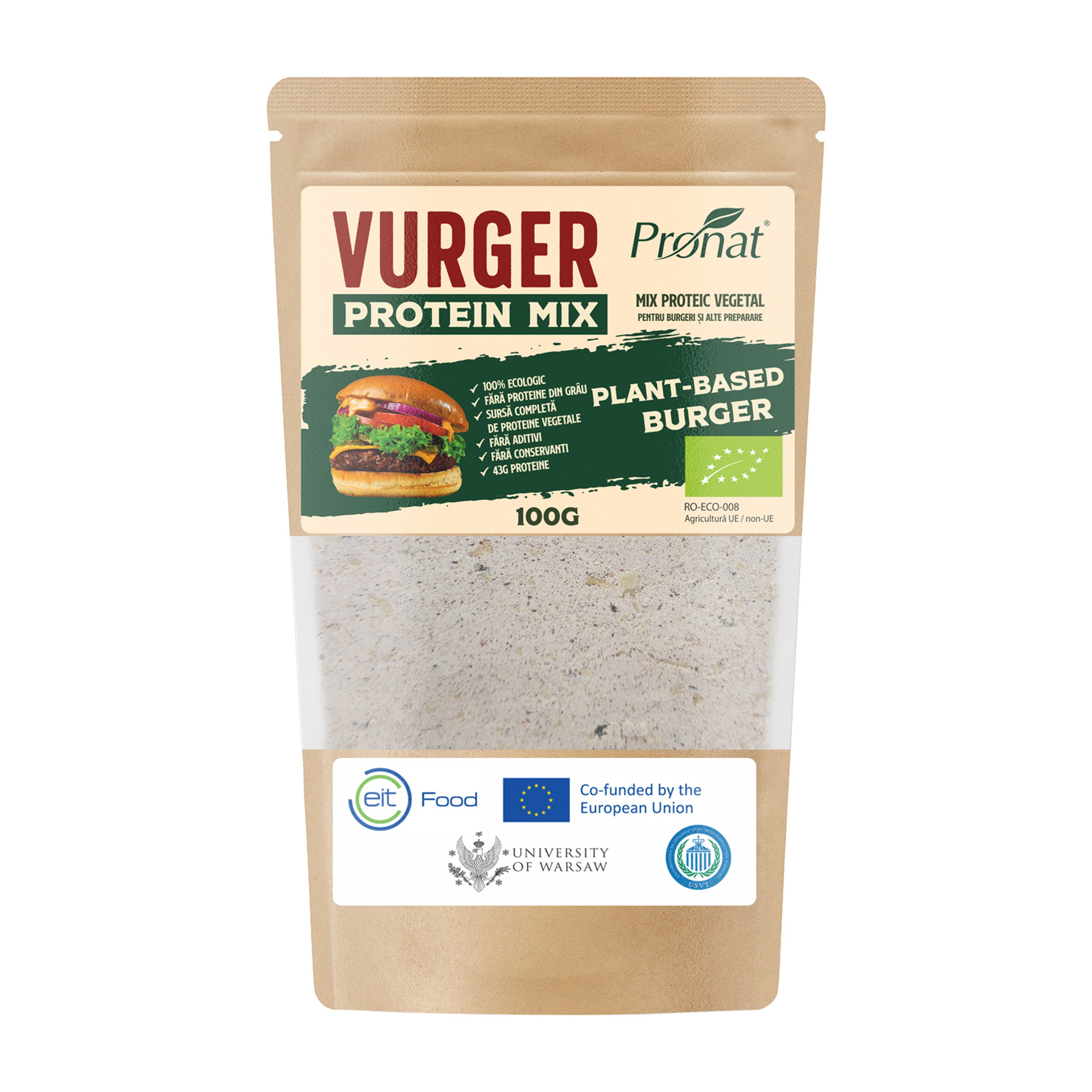 Oferte la Vurger - Mix proteic vegetal bio ideal pentru burgeri și alte preparate, 100g Pronat