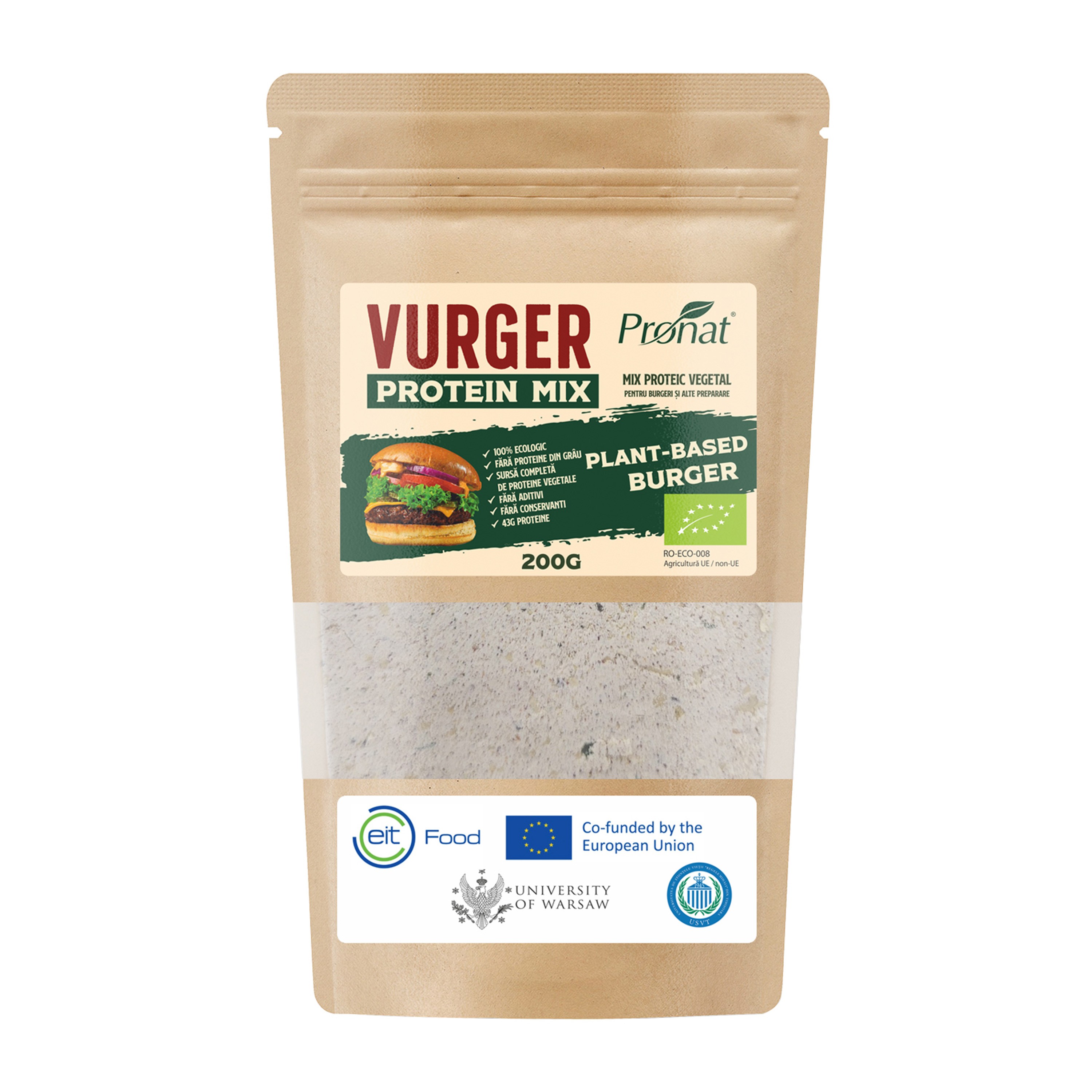Oferte la Vurger - Mix proteic vegetal bio ideal pentru burgeri și alte preparate, 200g Pronat