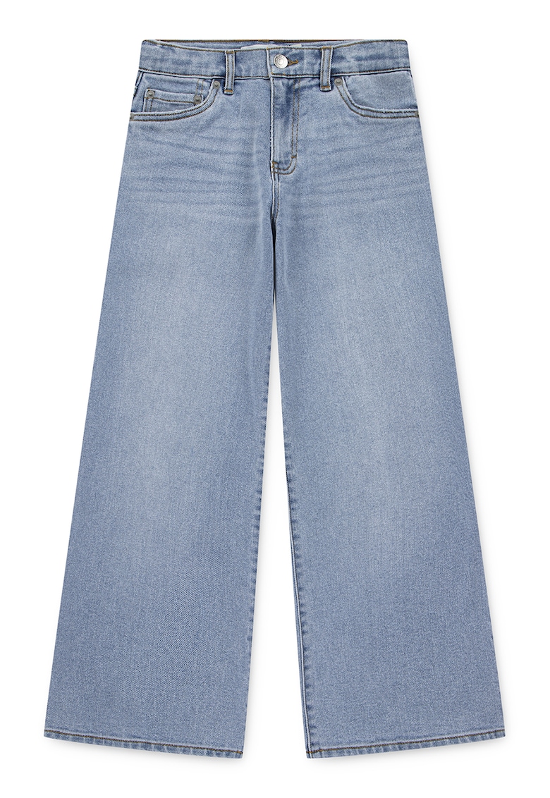 Blugi cu croiala ampla si talie inalta - Albastru deschis