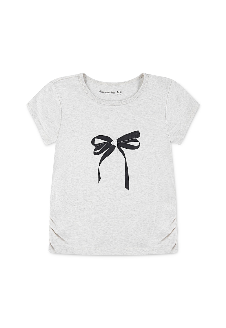 Oferte la Tricou cu imprimeu si insertie elastica laterala - Negru/Gri deschis melange
