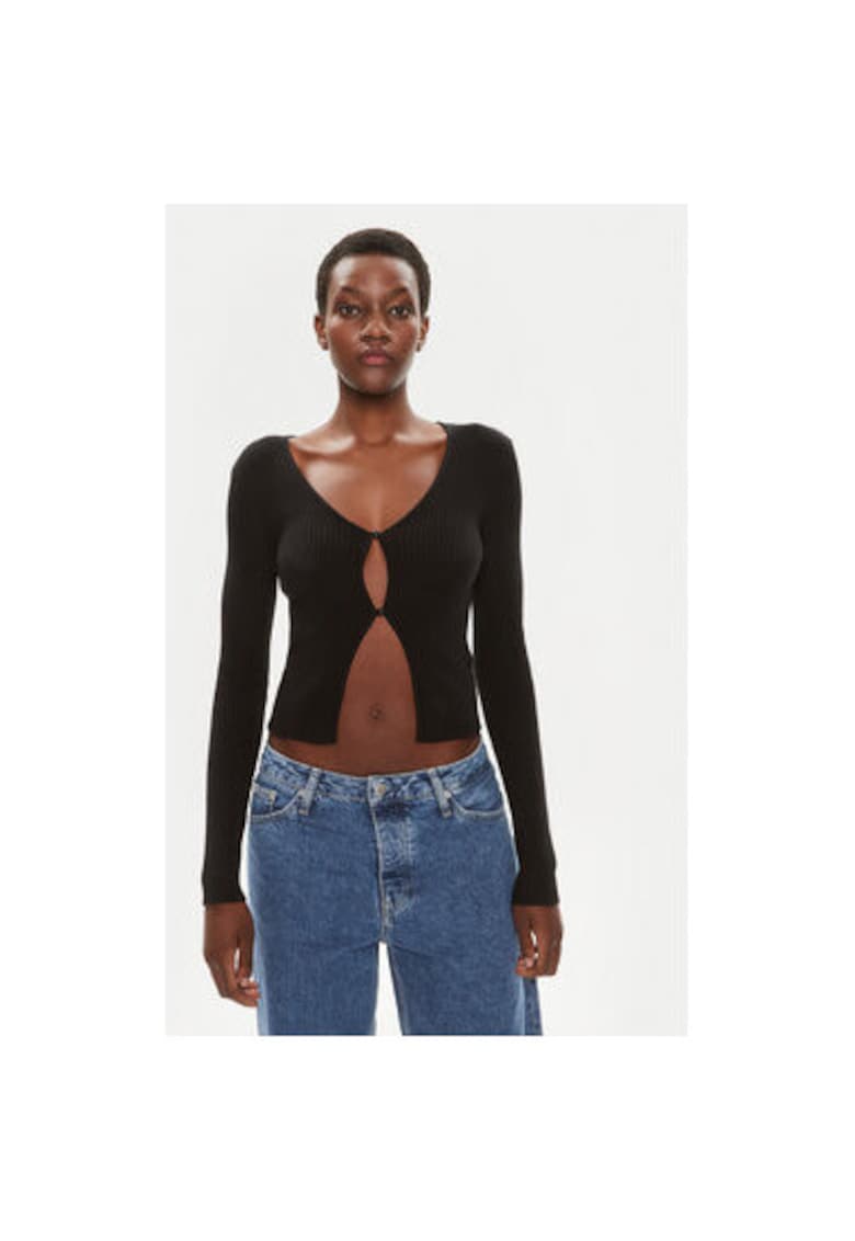 Cardigan dama - 303995553 - Bumbac/Acril - Negru - Negru