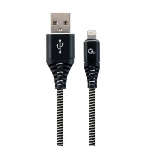 Oferte la Cablu de date Premium Cotton Braided USB-C - Lightning 2m Black White
