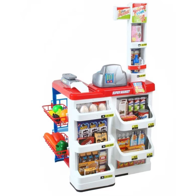 Oferte la Set Supermaket 24 Accesorii Lumini Efecte Sonore Carucior Cumparaturi  Casa De Marcat Multicolor