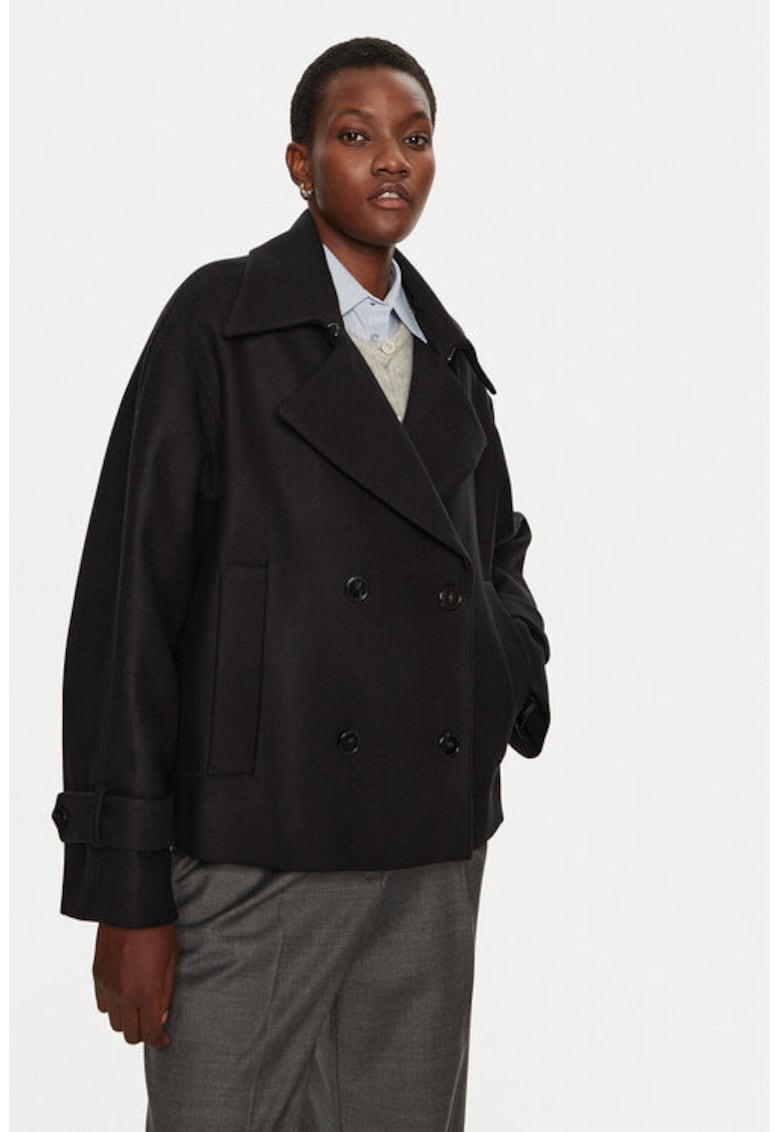 Palton dama - 304213403 - Lana/Poliamida - Negru - Negru