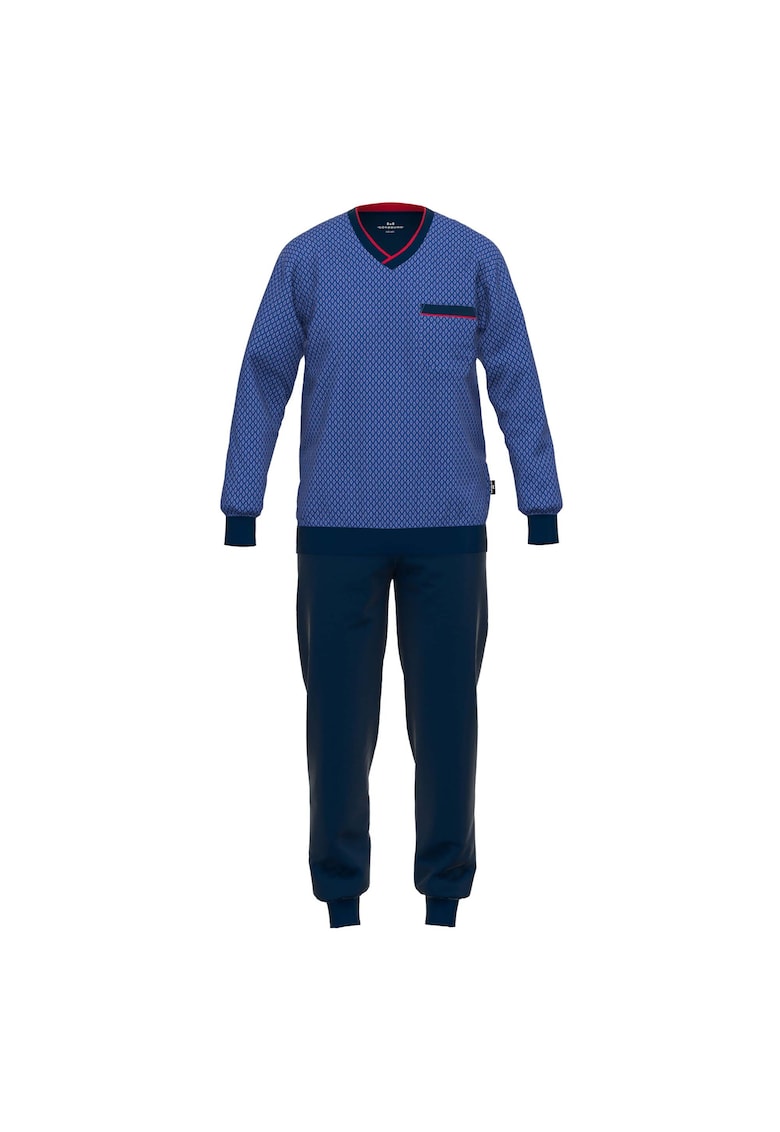 Oferte la Pijama lunga cu decolteu in V - Albastru