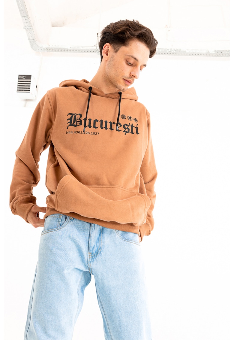 Oferte la Hanorac unisex din amestec de bumbac cu text - Portocaliu persan