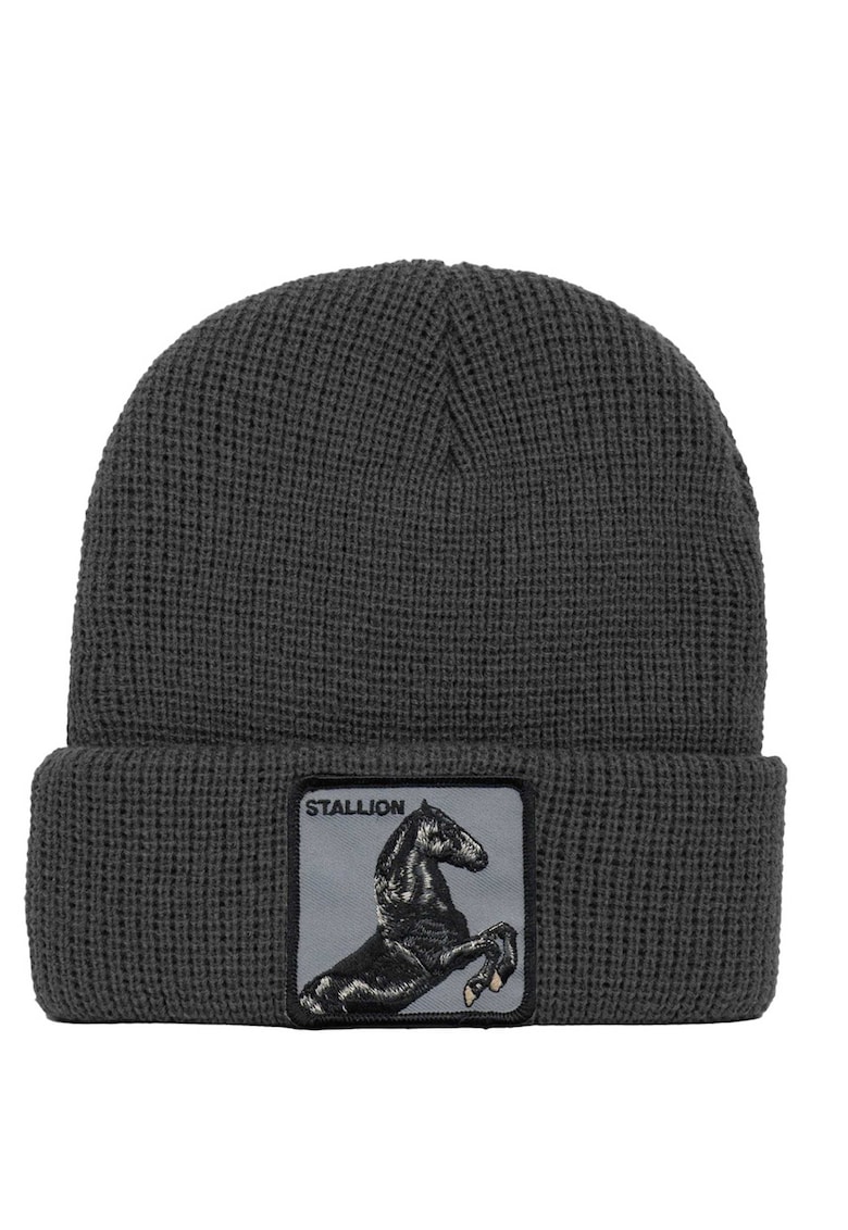 Oferte la Caciula unisex din tricot fin cu aplicatie - Gri