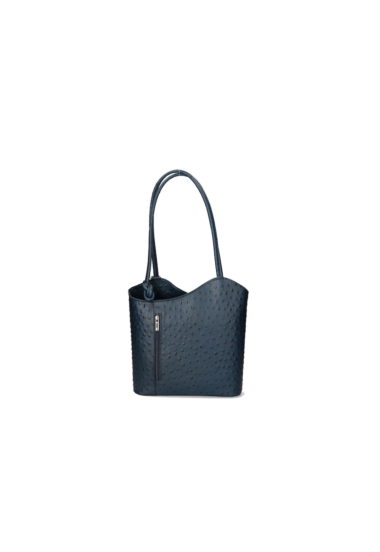 Oferte la Rucsac de piele cu imprimeu piele de strut - Albastru