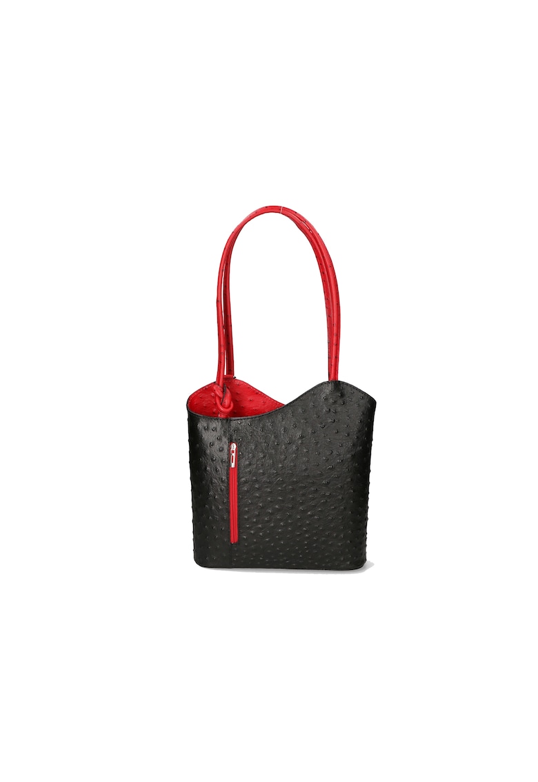 Oferte la Rucsac de piele cu imprimeu piele de strut - Rosu/Negru