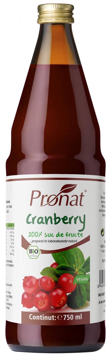 Oferte la Suc de merisoare (afine rosii), 100%, bio, 750ml Medicura