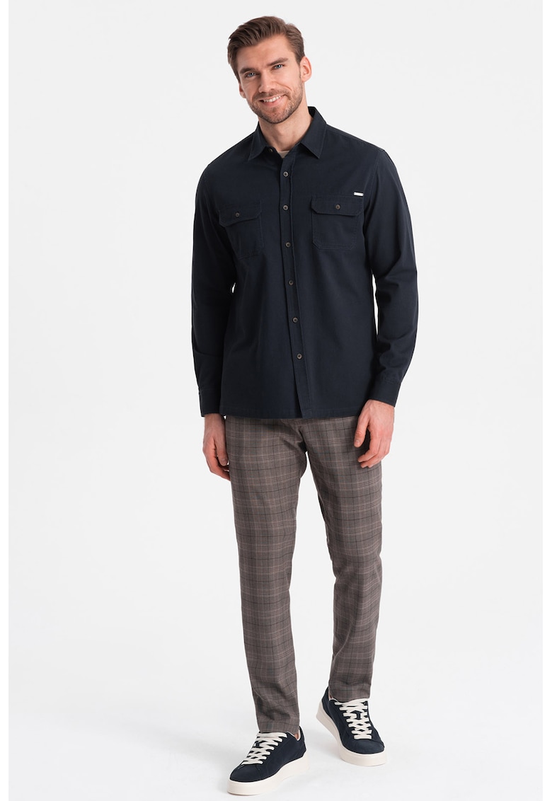 Oferte la Camasa regular fit cu buzunare pe piept - Albastru ultramarin