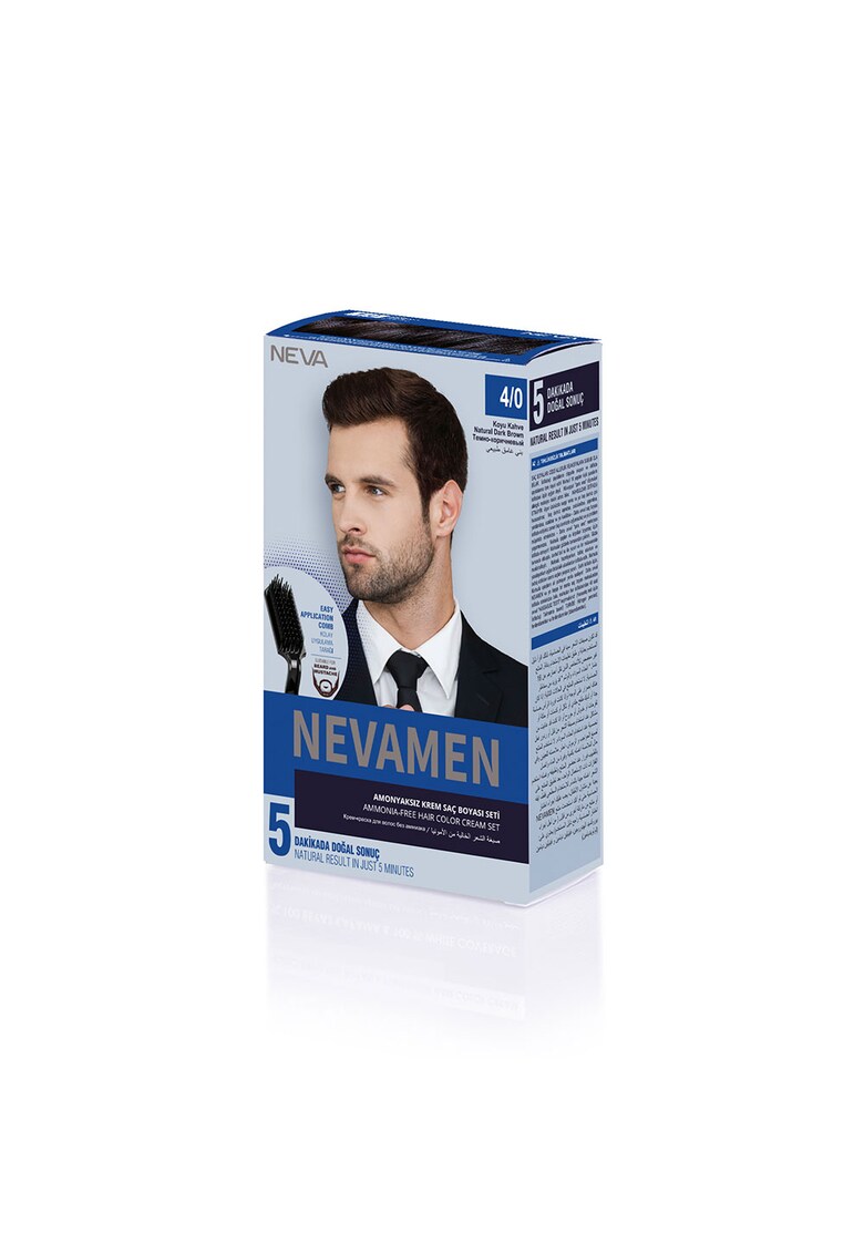 men vopsea de par pentru barbati - fara amoniac - Saten Inchis Natural - 4/0 - Neva - 150 ml