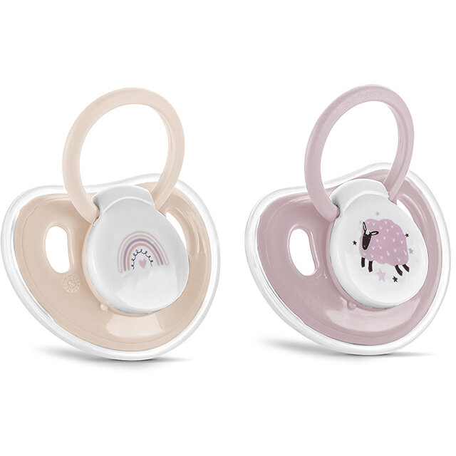 Set 2 Suzete cu Capac Silicon Moale 0 Luni+ Mellow Rose