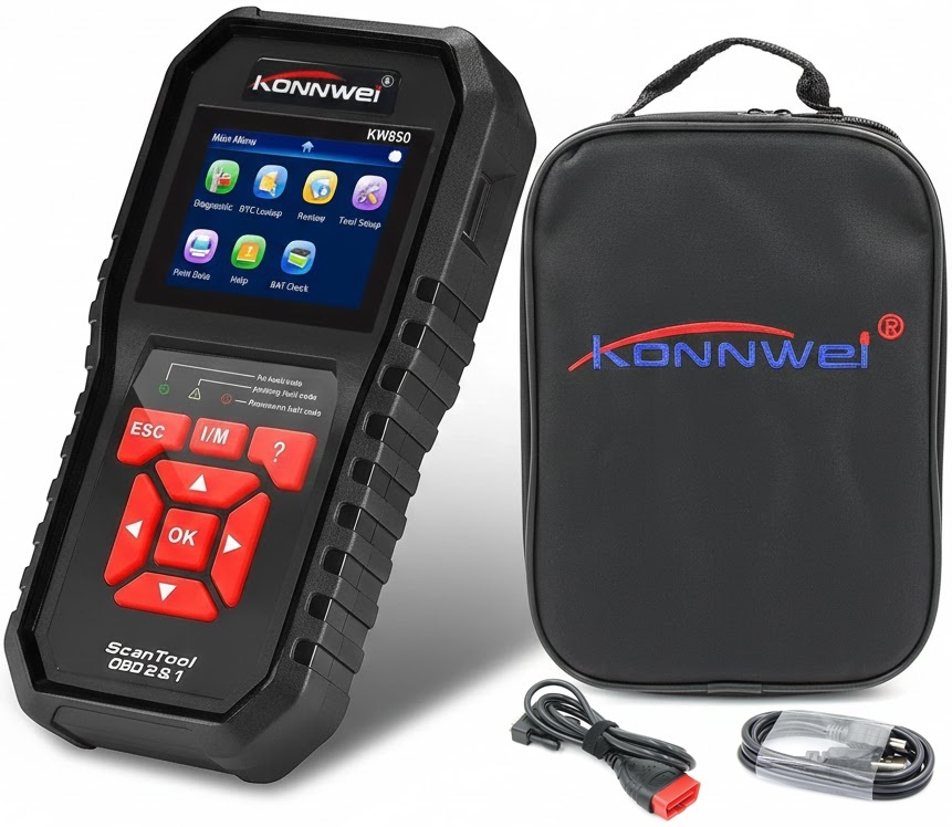 Oferte la Tester diagnoza auto OBD2 Konnwei KW850, citire/stergere erori, test EVAP, senzor O2, baterie, motor & baterie, ecran color 2.8", compatibil multimarca
