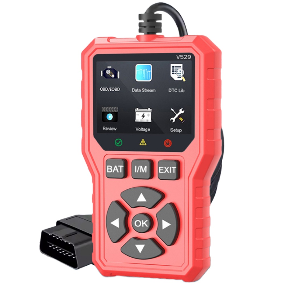 Oferte la Tester auto diagnoza OBD2 Foxsur V529, test baterie, DTC Lookup, 10 limbi, coduri motor, senzor O2, EVAP, Freeze Frame, I/M, Portocaliu