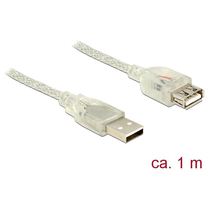 Oferte la Delock Extension cable USB 2.0 Type-A male > USB 2.0 Type-A female 1m transparen