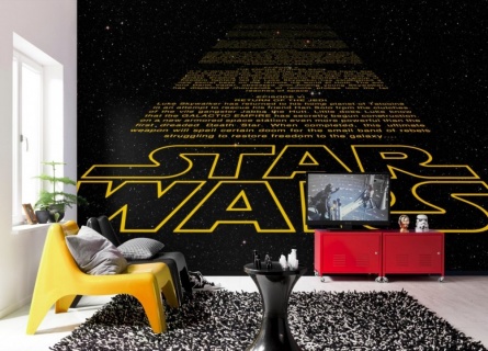 Oferte la Fototapet Komar pentru copii  model Disney  Star Wars Intro  hartie  semilavabil  cod 8-487  galben/negru  368 x 254 cm 8 piese