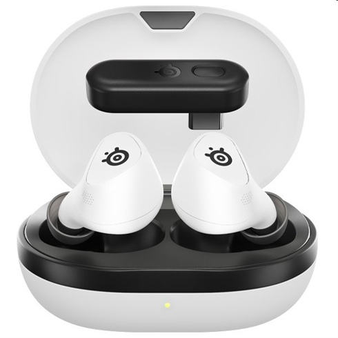 Casti Bluetooth Casti gaming wireless in-ear SteelSeries Arctis GameBuds pentru PC, PS4|5, Switch, iPhone, Android, Mac, Tablet, Meta Quest 2/3, negru, Quick Switch 2.4GHZ + Bluetooth, USB-C, ANC, autonomie pana la 10 ore, alb
