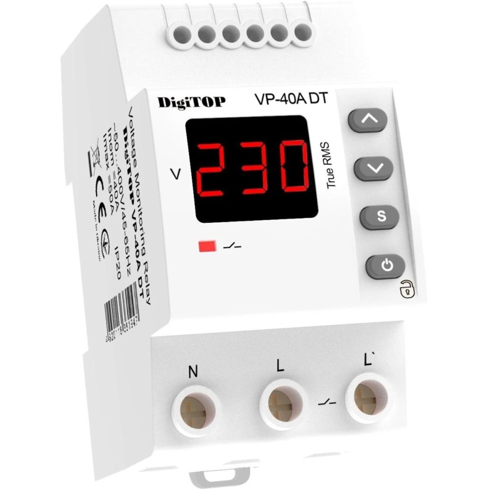 Oferte la Releu protectie tensiune, monofazat, 40A, 1 secventa, 2P, 230V Digitop VP-40A DT