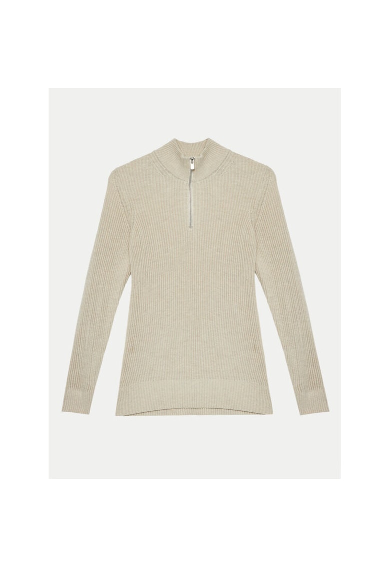 Pulover baieti - 304523144 - Poliester reciclat/Bumbac - Bej - Bej