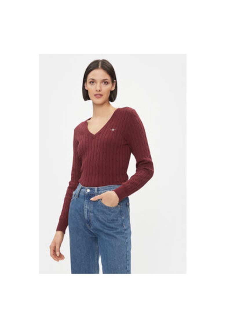 Pulover dama - 303284626 - Bumbac - XS INTL - Rosu