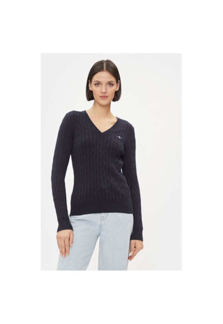 Pulover dama - 303284558 - Bumbac - Albastru - Albastru