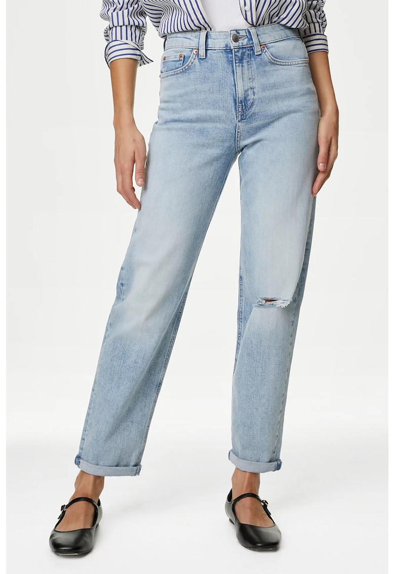 Oferte la Blugi crop boyfriend - Albastru glaciar