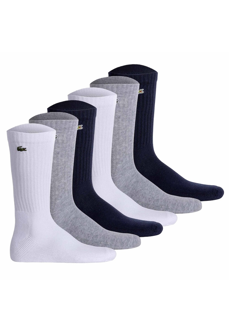 Oferte la Set de sosete lungi unisex - 6 perechi - Alb/Gri/Albastru inchis