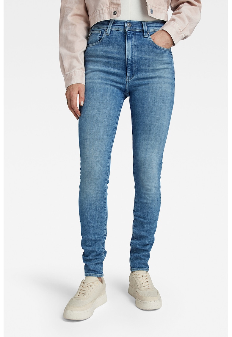Oferte la Blugi skinny cu talie inalta Kafey - Albastru