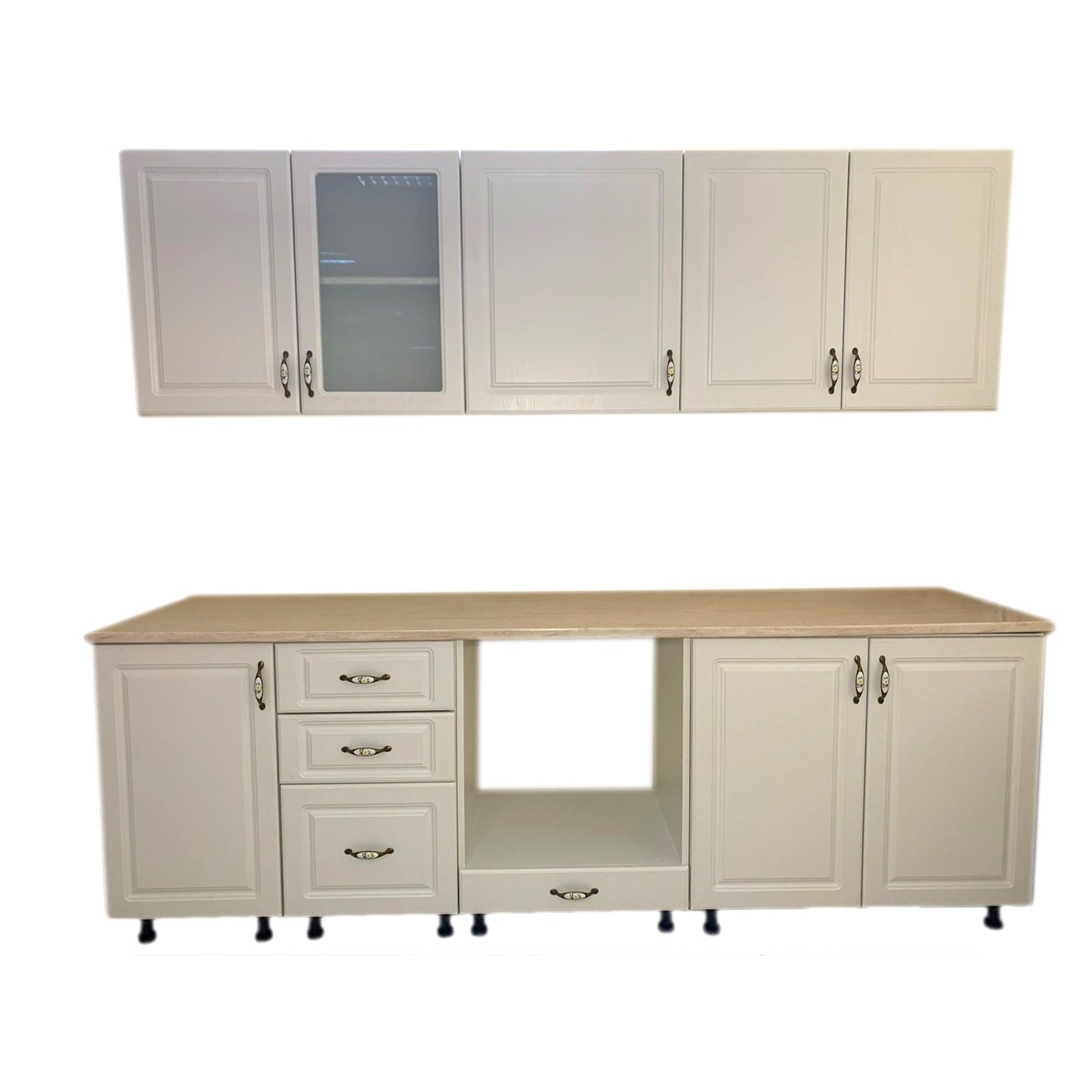 Oferte la Mobila bucatarie Mobylux Alaska, MDF frezat si infoliat, alb, blat inclus, lungime 2.4 m